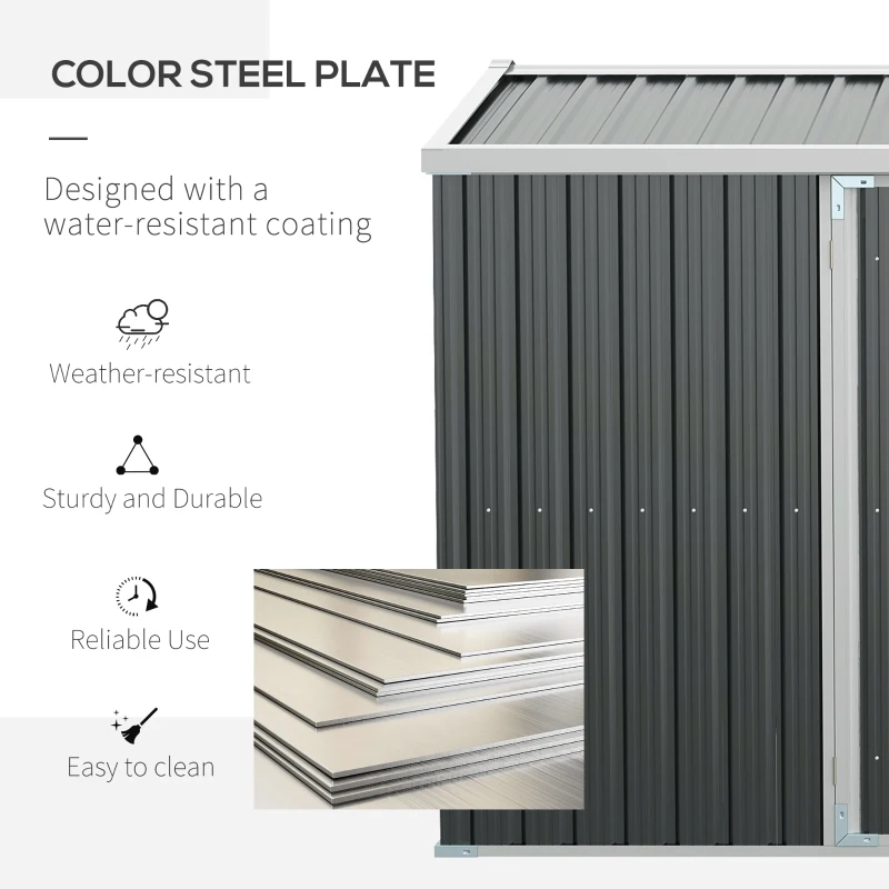 Outsunny 14' x 8' Galvanized Steel Storage Shed, Garden Shed with Lockable Doors, Air Vents for Backyard, Patio and Lawn, Grey