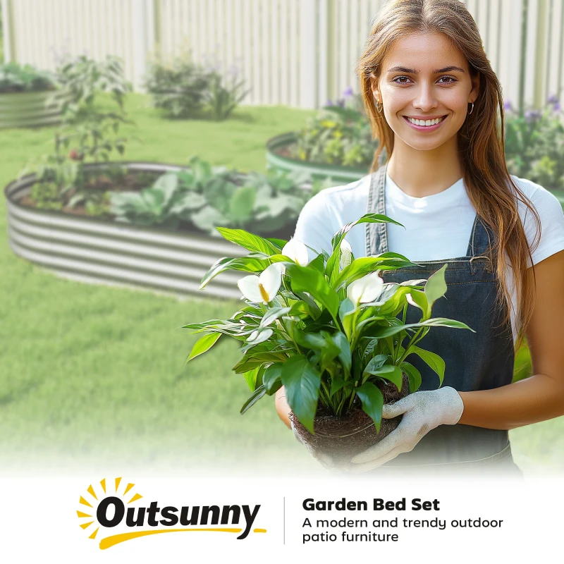 Outsunny 6' x 3' x 1' Large Outdoor Planter Box, Galvanized Raised Garden Bed with Metal Plant Stake, Silver