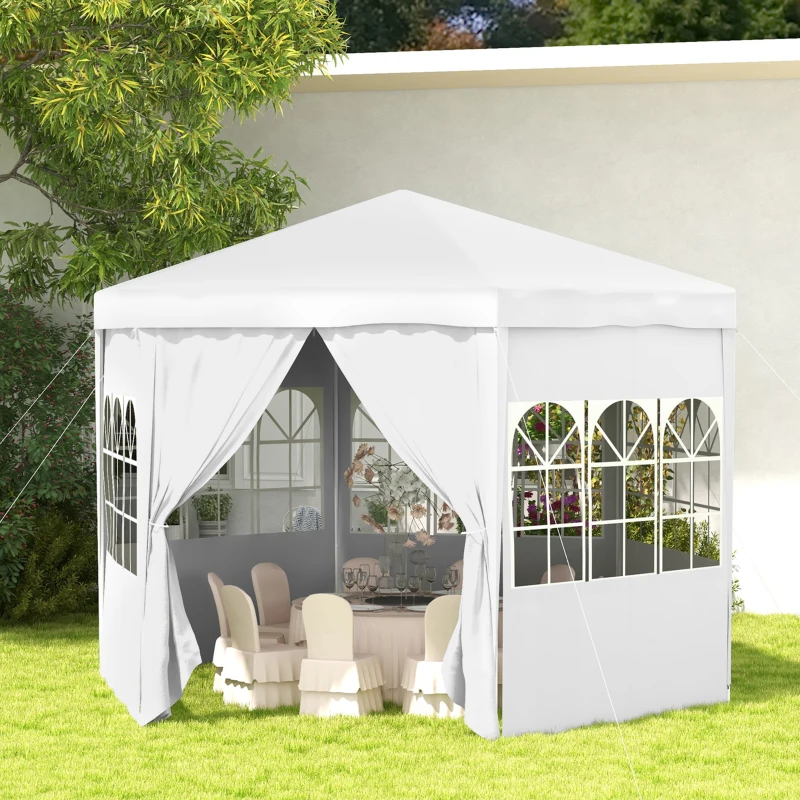 Outsunny 13 ft Party Tent Wedding Gazebo Outdoor Waterproof PE Canopy Shade with 6 Removable Side Walls