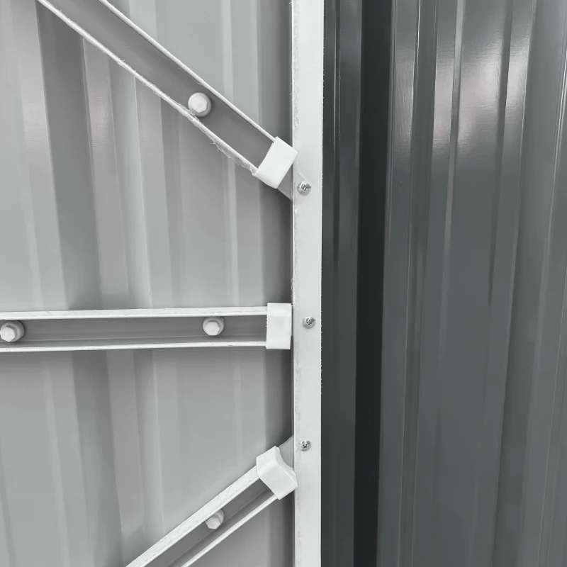 Outsunny 14' x 8' Galvanized Steel Storage Shed, Garden Shed with Lockable Doors, Air Vents for Backyard, Patio and Lawn, Grey
