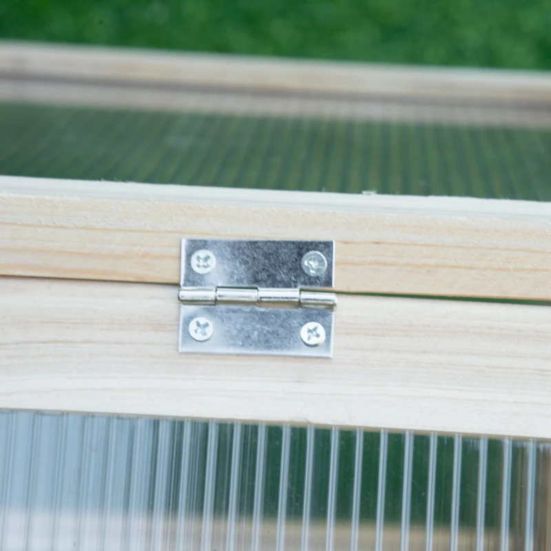 Outsunny Wooden Cold Frame Greenhouse Garden Portable Raised Planter with Openable Top for Indoor, Outdoor, Flowers, Vegetables, Plants, 35.5" x 20.5" x 19.5", Natural Wood