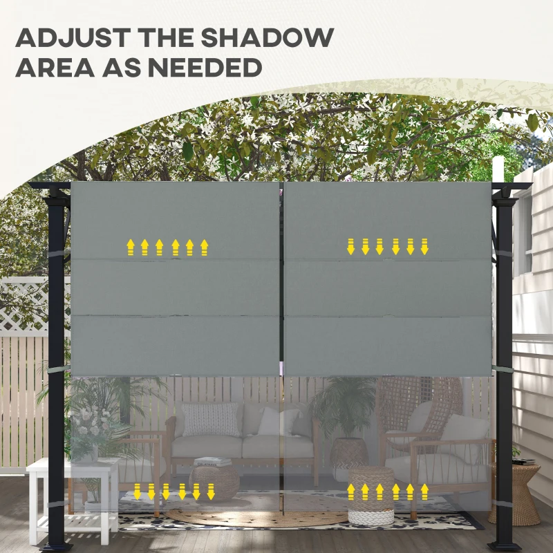Outsunny 2 Pcs Pergola Replacement Canopy, UV Protection Pergola Shade Cover, Easy to Install, for 10 x 10ft Pergola, Dark Gray