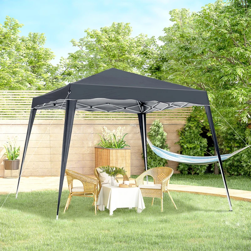 Outsunny 8' x 8' Pop Up Canopy, Outdoor Foldable Tent, Portable Canopy Tent with Carrying Bag for Camping, Party, Picnic, Black
