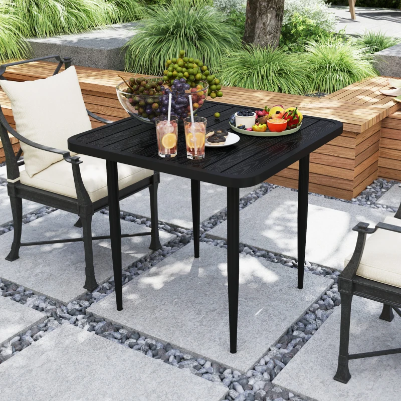 Outsunny 31.5" Patio Dining Table for 4, Metal Square Outdoor Table for Garden, Lawn, Backyard, Black