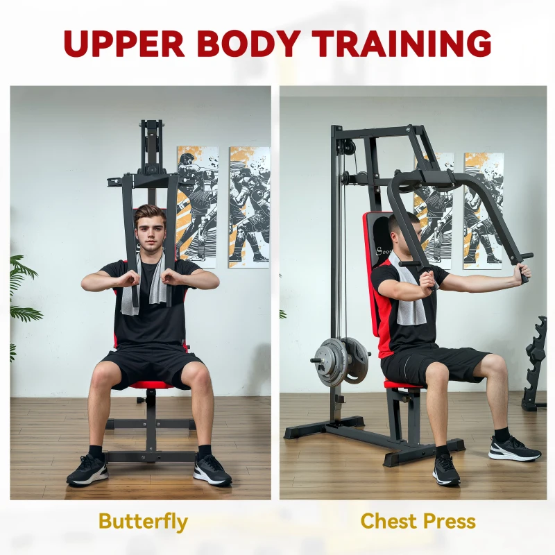 Soozier Chest Fly and Chest Press Machine for Back, Pectoral, Rear Deltoid and Shoulder Training, Black