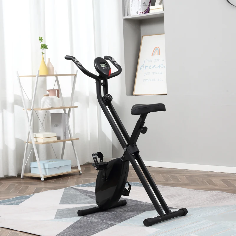 Soozier Foldable Exercise Bike Upright Fitness Bike 8-Level Resistance Cardio Workout