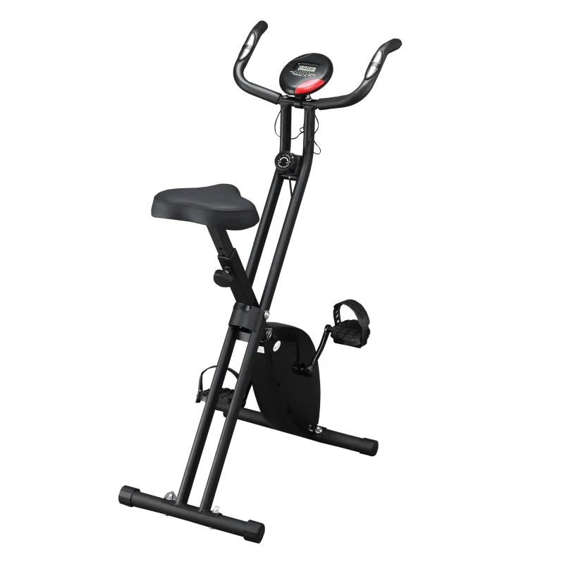 Soozier Foldable Exercise Bike Upright Fitness Bike 8-Level Resistance Cardio Workout