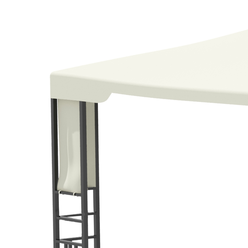 Outsunny 10' X 13' Outdoor Patio Gazebo with Double Vented Roof, Storage Shelves, Steel Frame for Lawn, Backyard and Deck, Cream White