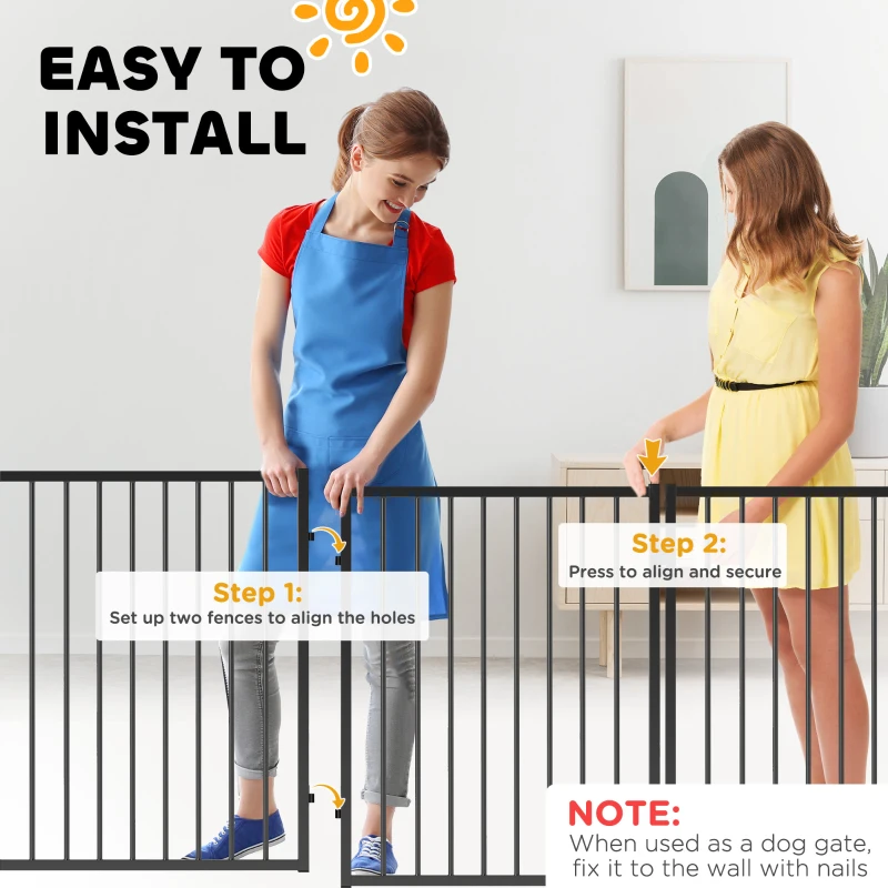 PawHut 8 Panels Dog Playpen, Foldable Portable Pet Playpen with Door, for Small & Medium Dogs, 30"H