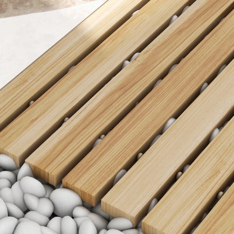 Outsunny 47" Wooden Garden Pathway, Outdoor Roll Out Straight Walkway, Garden Boardwalk for Wedding, Party, Natural Wood Finish