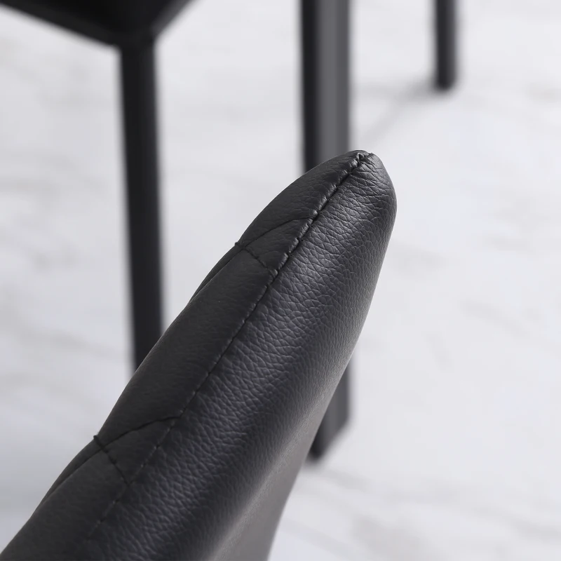 HOMCOM Set of 6 Modern Dining Chairs, Tufted High Back Side Chairs with Upholstered Seat, Steel Legs for Living Room, Black