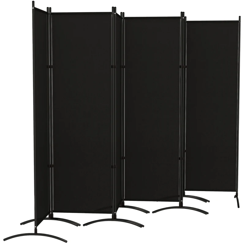 Outsunny 6 Panel Folding Room Divider, UV30+ Privacy Screen, Indoor Outdoor Privacy Panel with Stable Base, Black