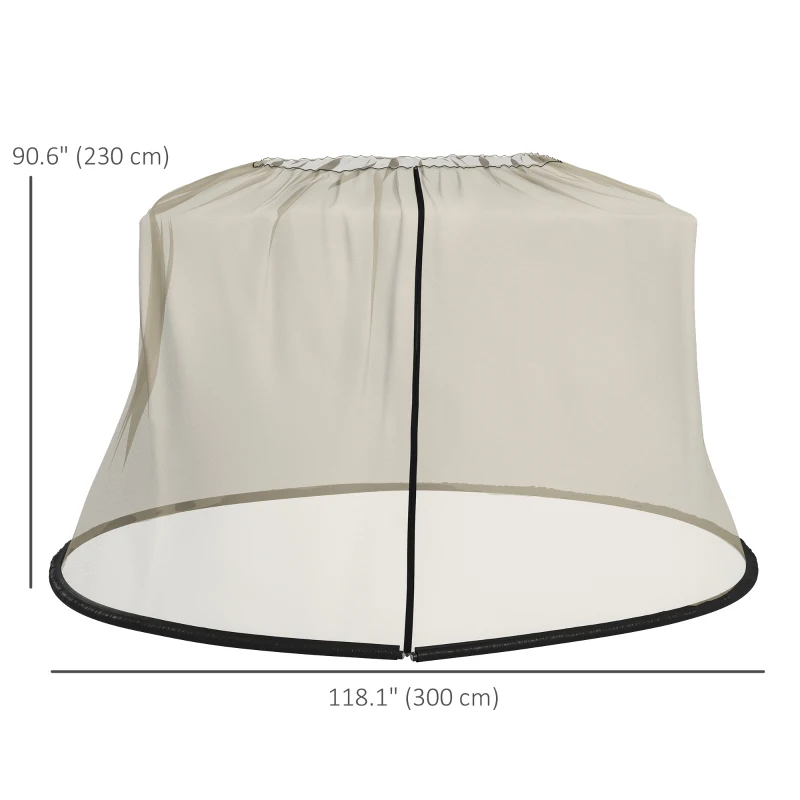 Outsunny 7.5FT Umbrella Table Screen Mosquito Bug Net, Garden Large Umbrella Cover Netting with Zippered Door, Beige
