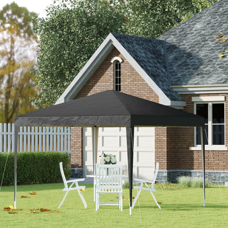 Outsunny 10 x 10ft Folding Pop Up Tent Outdoor Gazebo Canopy with Carrying Bag, Black