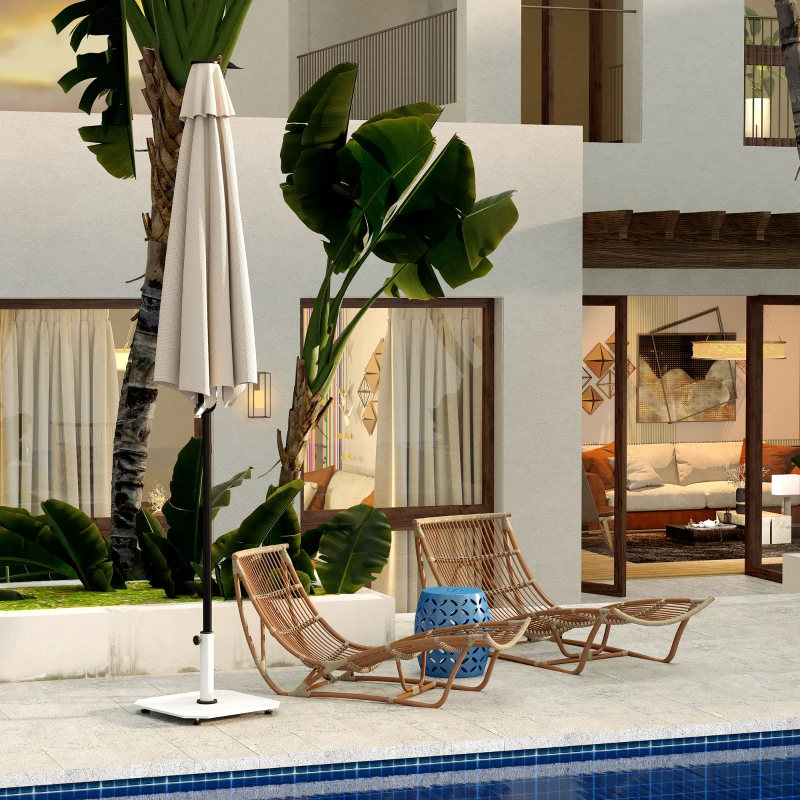 Outsunny Square Patio Umbrella Base, 41 lbs Metal Umbrella Stand Base with Adjustable Foot Pads, Heavy Duty Patio Umbrella Holder for 1.3"/1.5"/1.9" Umbrella Poles for Outdoor, Lawn, Poolside, White