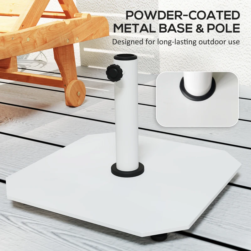 Outsunny Square Patio Umbrella Base, 41 lbs Metal Umbrella Stand Base with Adjustable Foot Pads, Heavy Duty Patio Umbrella Holder for 1.3"/1.5"/1.9" Umbrella Poles for Outdoor, Lawn, Poolside, White