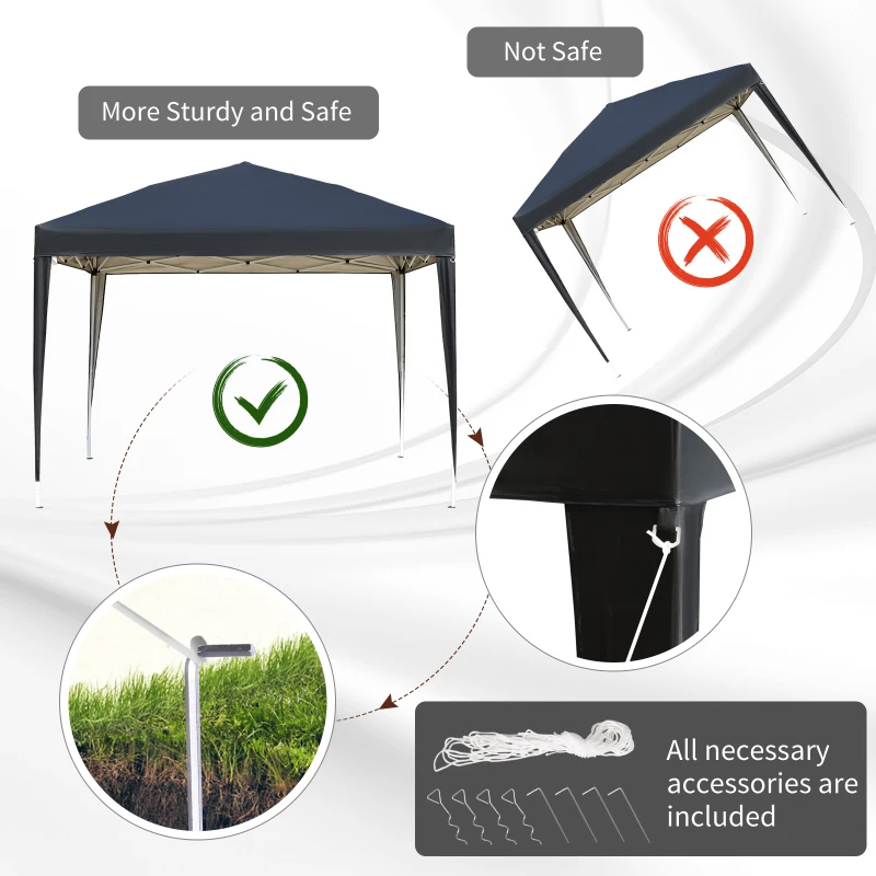 Outsunny 10 x 10ft Folding Pop Up Tent Outdoor Gazebo Canopy with Carrying Bag, Black