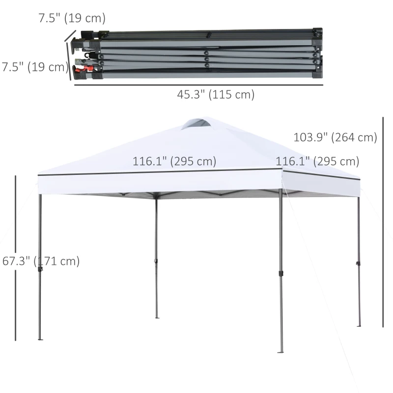 Outsunny 10' x 10' Pop Up Canopy Tent with Airy Top Vents and Wheeled Carry Bag for Outdoor, Garden, Patio, White