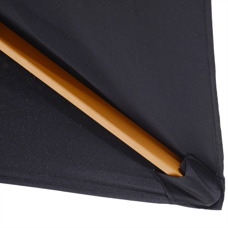 Outsunny 7' x 10' Wooden Patio Umbrella Rectangle Garden Parasol Outdoor Sunshade Canopy with Bamboo Ribs for Garden Black