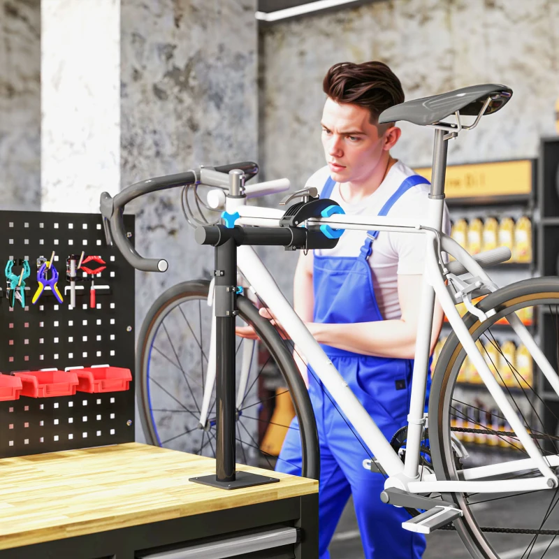 HOMCOM Bicycle Repair Stand, Wall Mount Bicycle Maintenance Rack Workstand with Adjustable Clamp for Road Mountain Bikes