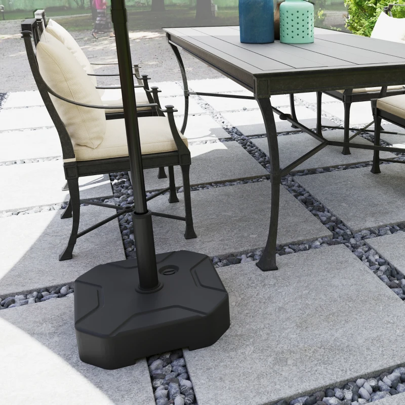 Outsunny Square Patio Umbrella Base Holder, Heavy Duty Outdoor Umbrella Stand Base, Filled Up to 55lbs with Stand or 44lbs with Water for Garden, Poolside, Black