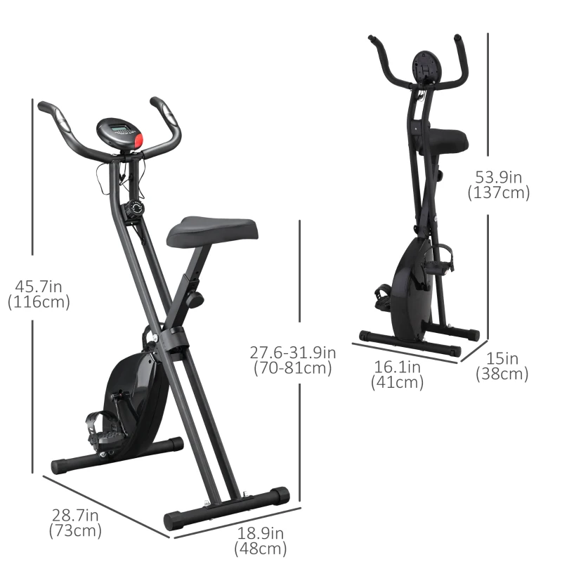Soozier Foldable Exercise Bike Upright Fitness Bike 8-Level Resistance Cardio Workout