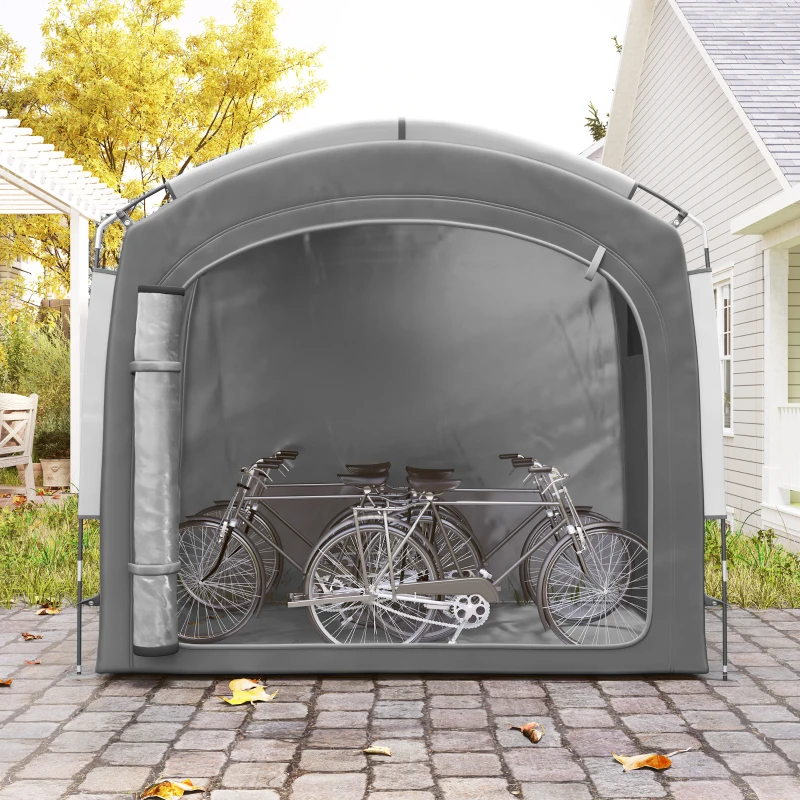 Outsunny Bike Storage Shed Tent, Portable and Waterproof with 210D Oxford Fabric and Carry Bag for 3-4 Bicycles, Dark Gray