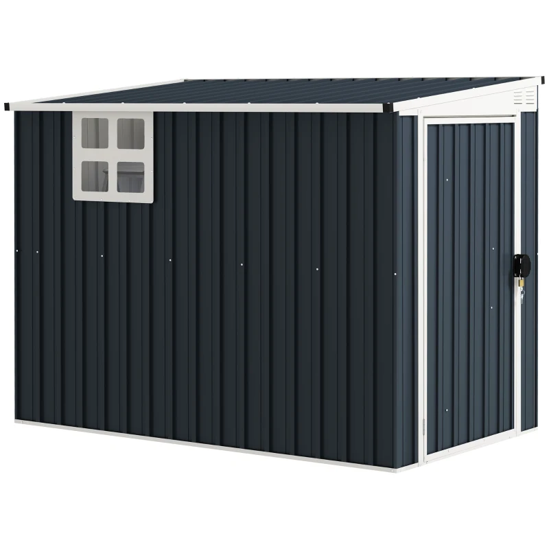 Outsunny 4' x 8' Outdoor Storage Shed, Metal Garden Shed with Window, 2 Vents and Lockable Door for Backyard, Garden, Patio