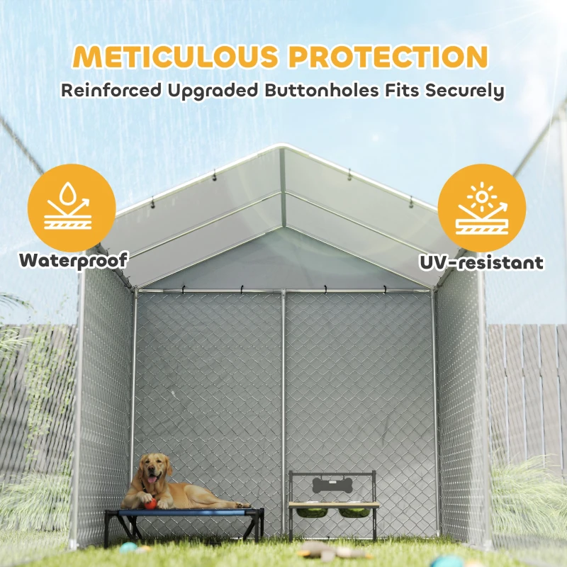 PawHut Galvanized Steel Dog Kennel Outdoor with Waterproof & UV-Resistant Cover for Large Dogs, 13.1' x 7.5' x 7.5'