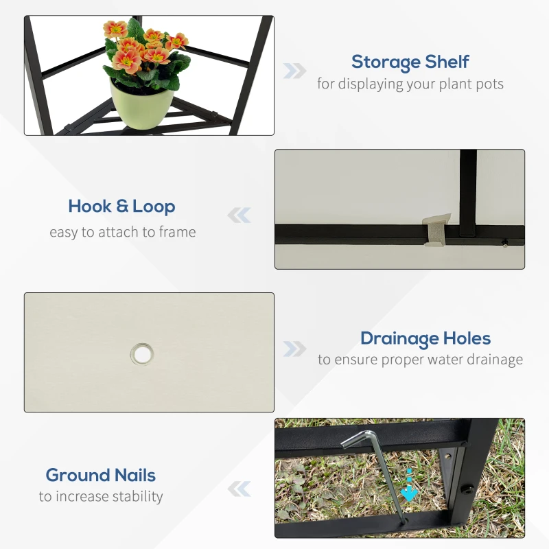 Outsunny 10' X 13' Outdoor Patio Gazebo with Double Vented Roof, Storage Shelves, Steel Frame for Lawn, Backyard and Deck, Cream White