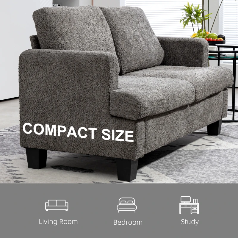 HOMCOM 54.3" Loveseat Sofa, 2 Seater Sofa with Removable Cushions, Small Couch with Solid Wood Frame for Living Room, Dark Grey