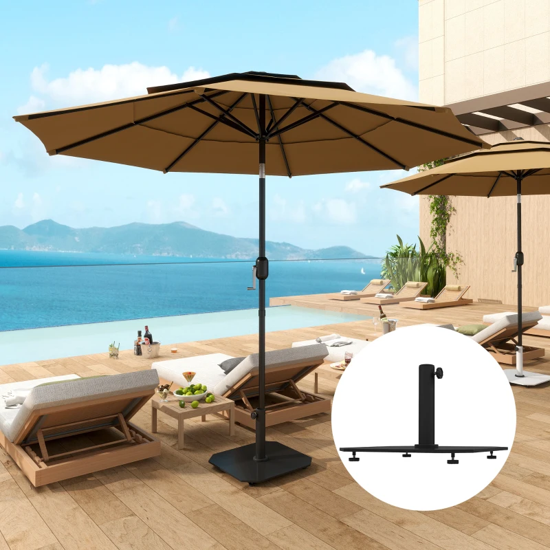 Outsunny Square Patio Umbrella Base, 41 lbs Metal Umbrella Stand Base with Adjustable Foot Pads, Heavy Duty Patio Umbrella Holder for 1.3"/1.5"/1.9" Umbrella Poles for Outdoor, Lawn, Poolside, Black