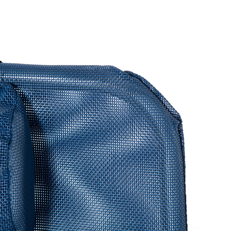 Outsunny Outdoor Lounge Chair, Portable Adjustable Reclining Seat Folding Chaise Lounge Patio Camping Beach Tanning Chair Bed with Pillow, Dark Blue