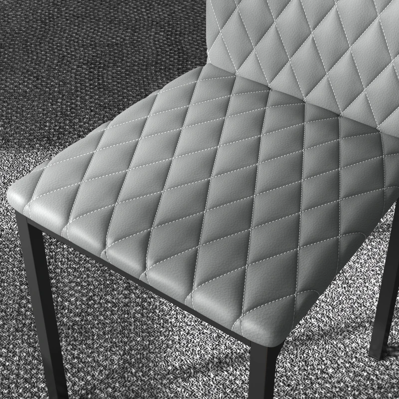 HOMCOM Set of 4 Modern Dining Chairs, Tufted High Back Side Chairs with Upholstered Seat, Steel Legs for Living Room, Kitchen