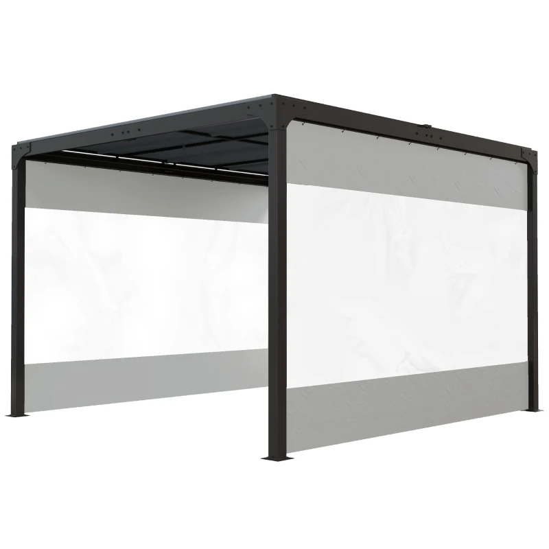 Outsunny Pergola Gazebo Curtains for 10' x 10' Pergola, 2 Pack Side Panels Replacement with Large Windows and Doors