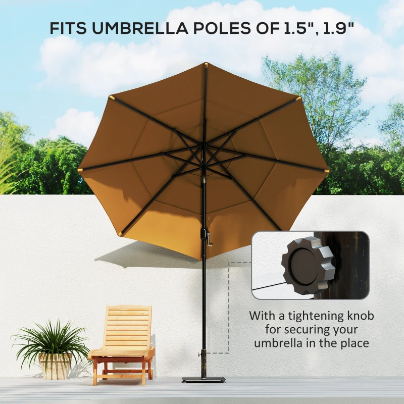 Outsunny Square Patio Umbrella Base, 29 lbs Metal Umbrella Stand Base with Adjustable Foot Pads, Heavy Duty Patio Umbrella Holder for 1.5"/1.9" Umbrella Poles for Outdoor, Lawn, Poolside, Bronze
