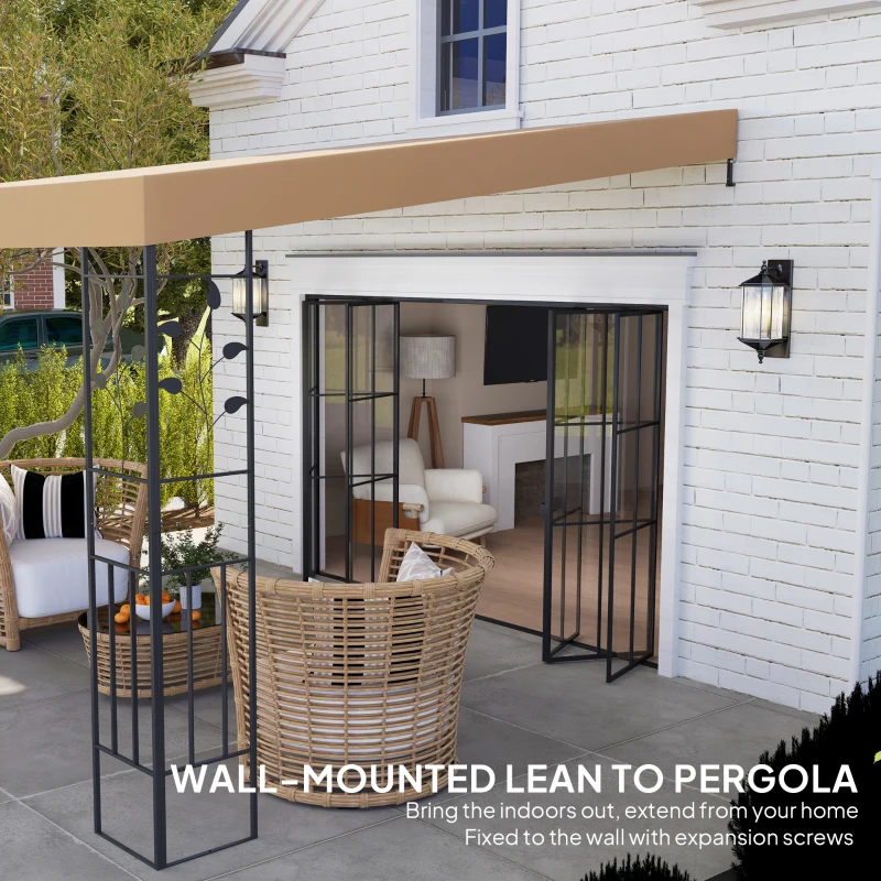 Outsunny 10' x 10' Outdoor Pergola Canopy, Metal Patio Canopy with Drainage Holes for Backyard, Garden, Coffee