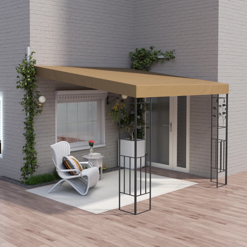 Outsunny 10' x 10' Outdoor Pergola Canopy, Metal Patio Canopy with Drainage Holes for Backyard, Garden, Coffee