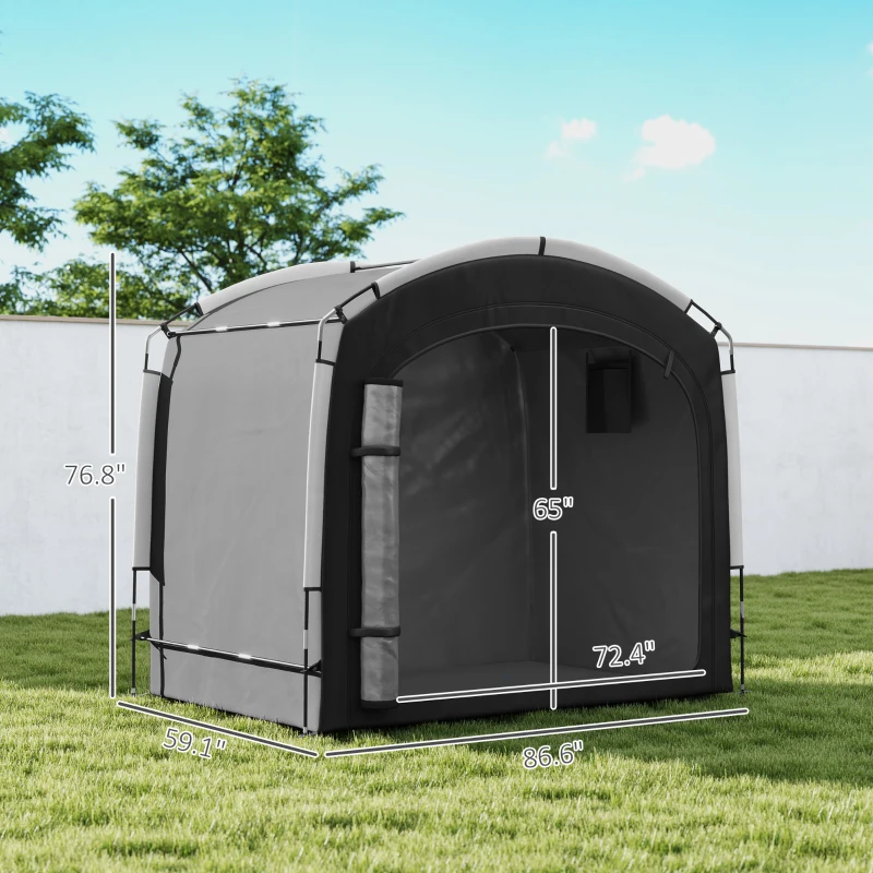 Outsunny Bike Storage Shed Tent, Portable and Waterproof with 210D Oxford Fabric and Carry Bag for 3-4 Bicycles, Black