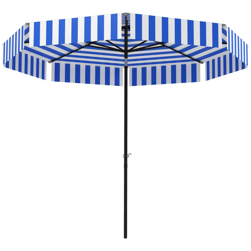 Outsunny 8.7FT Tilting Patio Umbrella with 8 Ribs, Crank Handle, Air Vent for Outdoor, Garden and Pool, Navy Blue