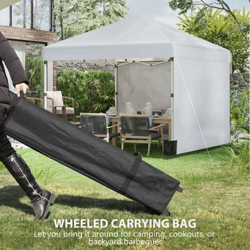 Outsunny 10' x 10' Pop Up Canopy with Sidewalls, Roller Bag, Height Adjustable Instant Tent for Outdoor Garden Patio, Light Grey