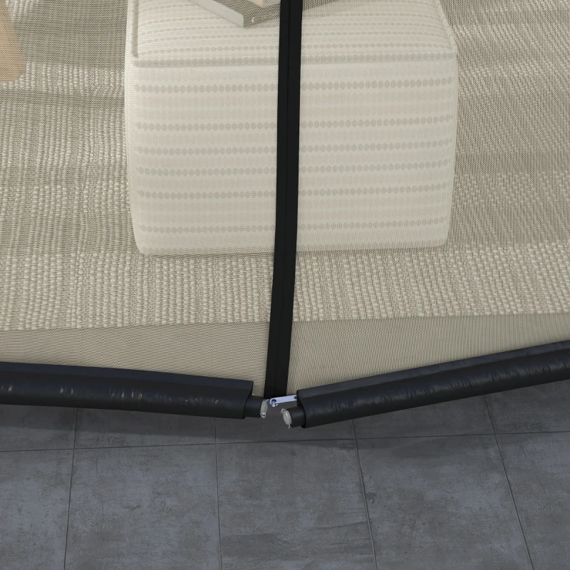 Outsunny 7.5FT Umbrella Table Screen Mosquito Bug Net, Garden Large Umbrella Cover Netting with Zippered Door, Beige