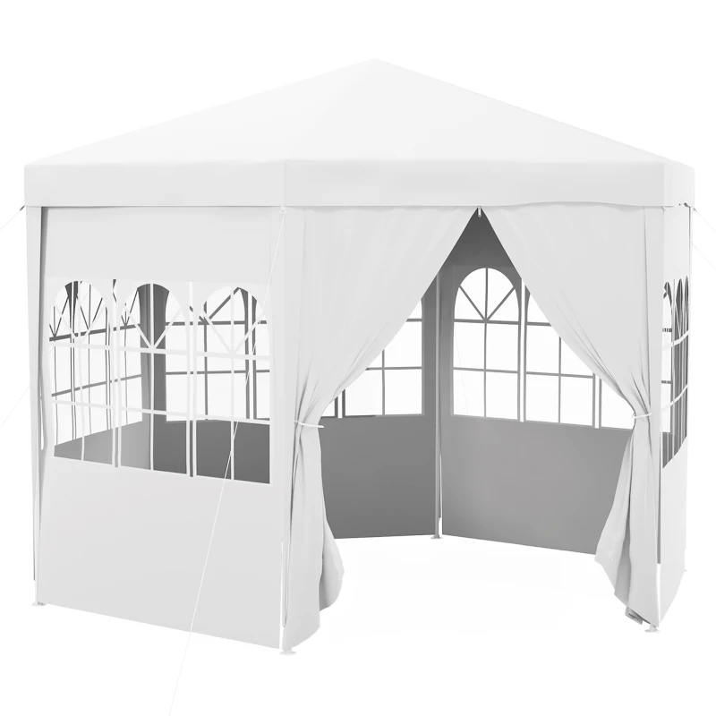 Outsunny 13 ft Party Tent Wedding Gazebo Outdoor Waterproof PE Canopy Shade with 6 Removable Side Walls
