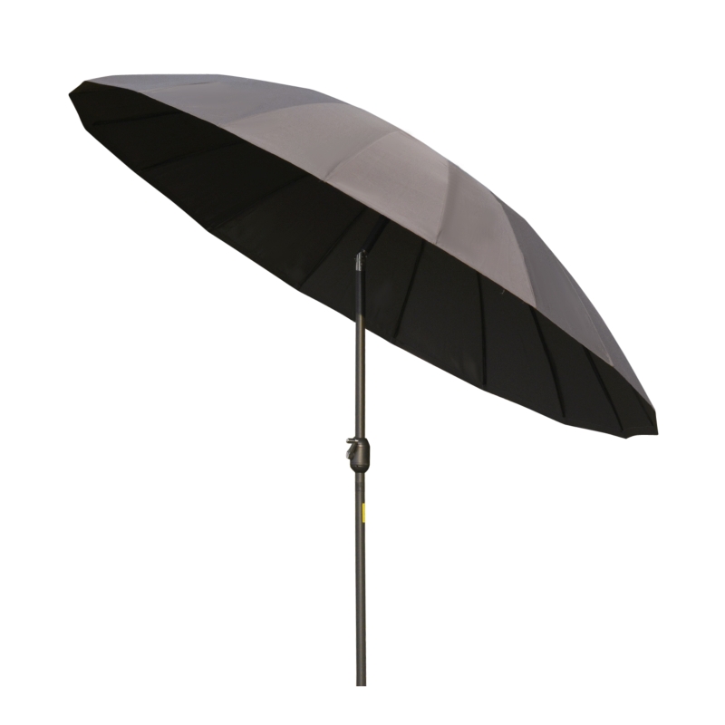 Outsunny 8ft Shanghai Garden Parasol Umbrella with Crank & Tilt, Adjustable Outdoor Sun Shade, Dark Grey