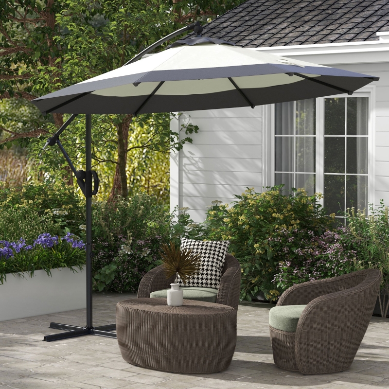 野又穫 standing still Outsunny 10 FT Cantilever Umbrella, Round Hanging Offset