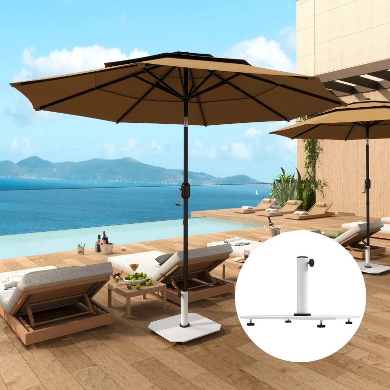 Outsunny Square Patio Umbrella Base, 41 lbs Metal Umbrella Stand Base with Adjustable Foot Pads, Heavy Duty Patio Umbrella Holder for 1.3"/1.5"/1.9" Umbrella Poles for Outdoor, Lawn, Poolside, White