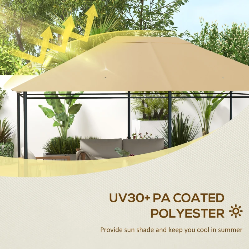 Outsunny 10' x 13' Gazebo Canopy Replacement Roof for 84C-116, Khaki