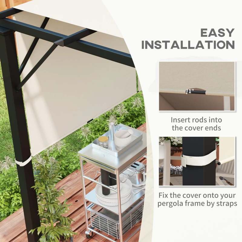Outsunny 2 Pcs Pergola Replacement Canopy, UV Protection Pergola Shade Cover, Easy to Install, for 10 x 12ft Pergola, Khaki