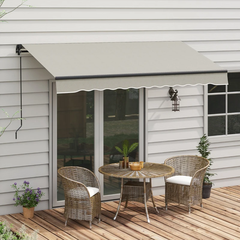 Outsunny 10' x 8' Retractable Awning, 280gsm UV Resistant Sunshade Shelter, for Deck, Balcony, Yard, Light Grey