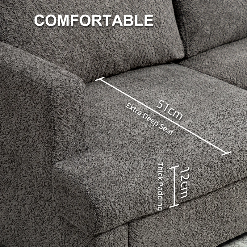 HOMCOM 54.3" Loveseat Sofa, 2 Seater Sofa with Removable Cushions, Small Couch with Solid Wood Frame for Living Room, Dark Grey